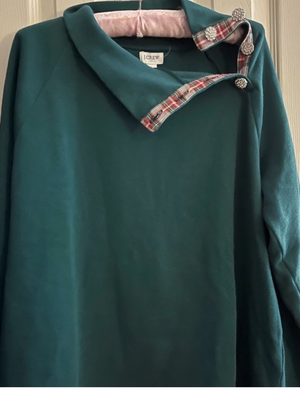J. Crew, NWT, Size Large, Teal fleece with holiday Accents